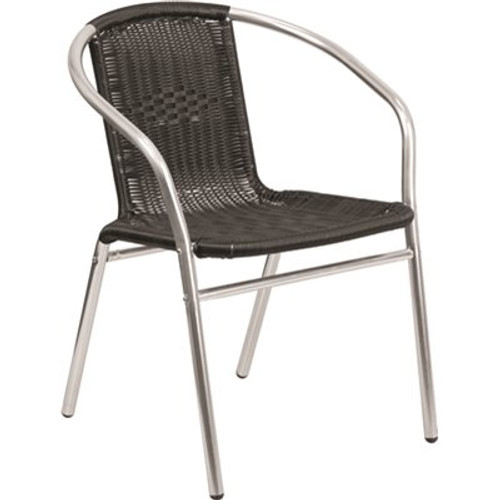 Carnegy Avenue Metal Outdoor Dining Chair in Aluminum and Black