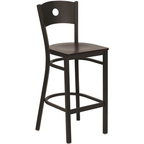 Carnegy Avenue 29 in. Mahogany Wood Seat/Black Metal Frame Bar Stool Carnegy Avenue 29 in. Mahogany Wood Seat/Black Metal Frame Bar Stool