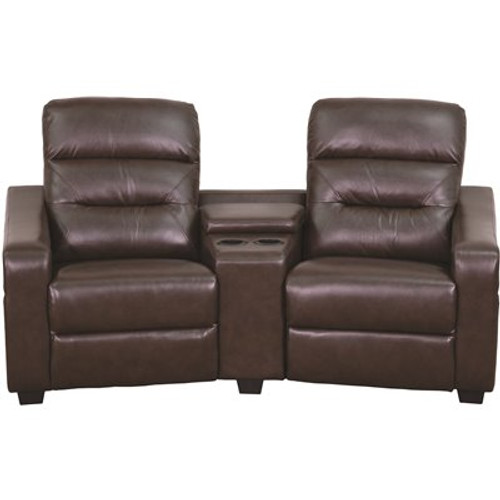 Carnegy Avenue 77 in. Brown Faux Leather 2-Seater Bridgewater Sofa with Square Arms
