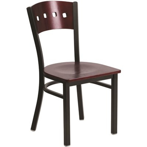 Carnegy Avenue Mahogany Wood Back/Mahogany Wood Seat/Black Metal Frame Wood Dining Chair Carnegy Avenue Mahogany Wood Back/Mahogany Wood Seat/Black Metal Frame Wood Dining Chair
