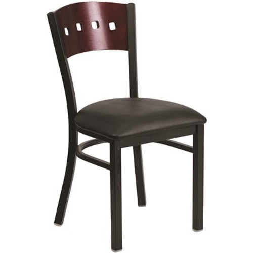Carnegy Avenue Mahogany Wood Back/Black Vinyl Seat/Black Metal Frame Vinyl Dining Chair Carnegy Avenue Mahogany Wood Back/Black Vinyl Seat/Black Metal Frame Vinyl Dining Chair