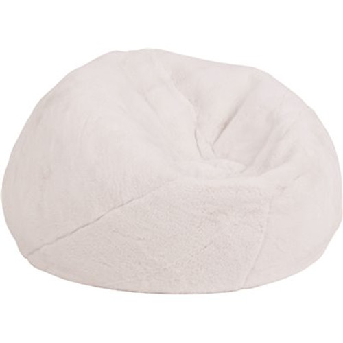 Flash Furniture White Furry Fabric Bean Bag Chair