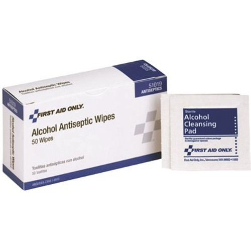 First Aid Only Alcohol Wipes (50 per Box)