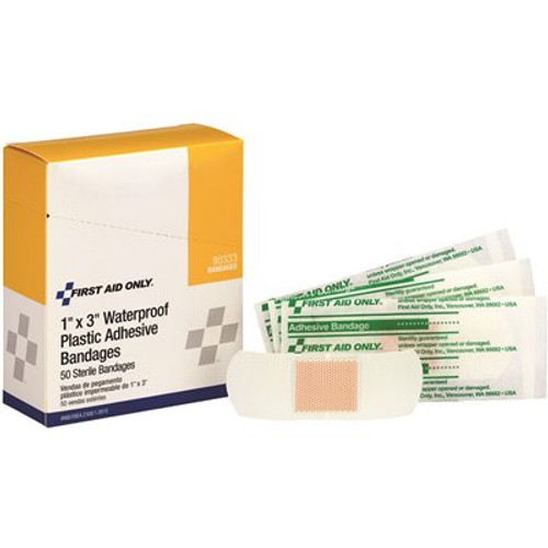 First Aid Only 1 in. x 3 in. Adhesive Waterproof Plastic Bandages (50 per Box)
