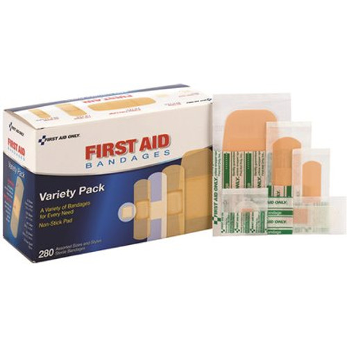 First Aid Only Assorted Adhesive Plastic Bandages (280 per Box)