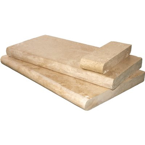 MSI Tuscany Beige 2 in. x 16 in. x 24 in. Brushed Travertine Pool Coping (40 Pieces/106.8 sq. ft./Pallet)