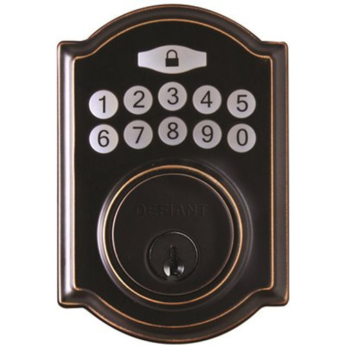 Defiant Castle Aged Bronze Single Cylinder Electronic Keypad Deadbolt