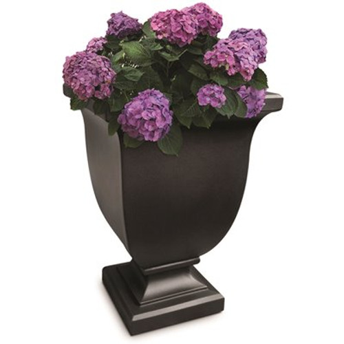 Mayne Augusta 26 in. Tall Self-Watering Black Polyethylene Planter