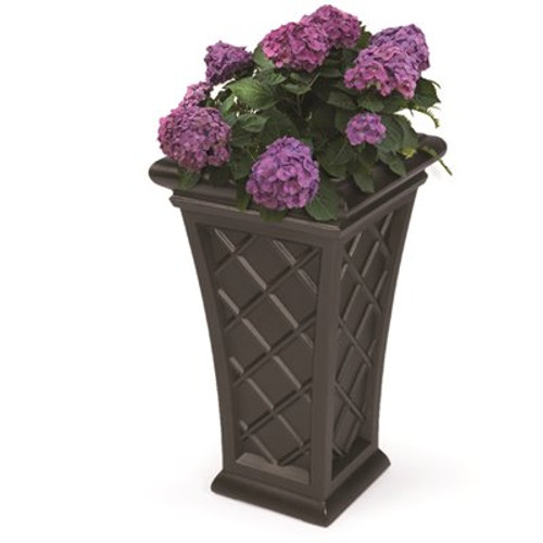 Mayne Georgian 28 in. Tall Self-Watering Espresso Polyethylene Planter