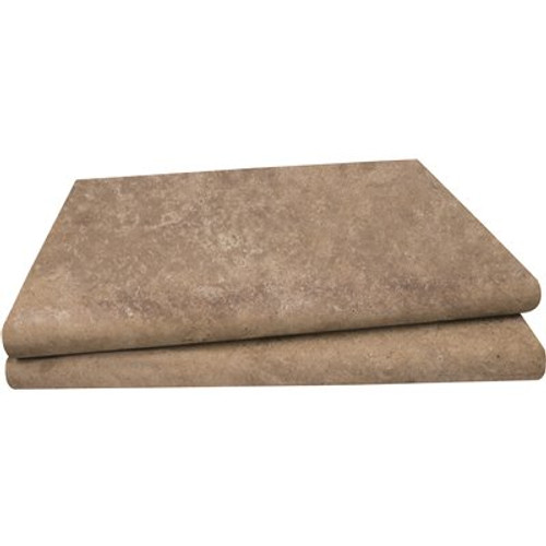 MSI 2 in. x 16 in. x 24 in. Mediterranean Walnut Brushed Travertine Pool Coping (2.67 sq. ft.)