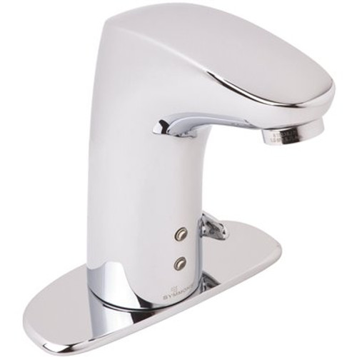 Symmons Ultra-Sense Battery Powered Single Hole Touchless Bathroom Faucet with Deck Plate in Chrome