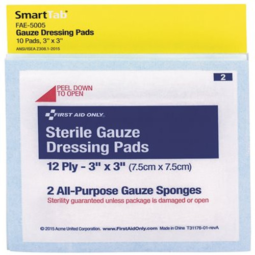 SMARTCOMPLIANCE 3 in. x 3 in. Sterile Gauze Pads Refill (10 per Bag)