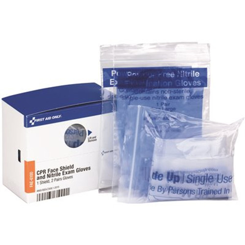 SMARTCOMPLIANCE 1 CPR Face Shield and 4 Nitrile Exam Gloves Refill