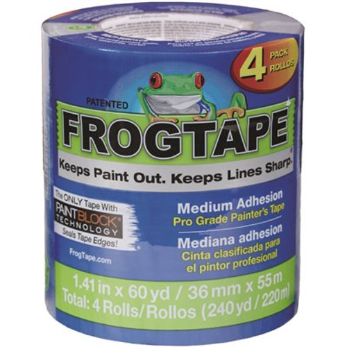 FrogTape Pro Grade 1.41 in. x 60 yds. Blue Painter's Tape with PaintBlock (4-Pack)