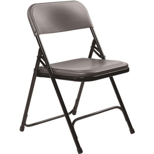 National Public Seating 800 Charcoal Slate Plastic Premium Lightweight Metal Frame Folding Chair (4-Pack)
