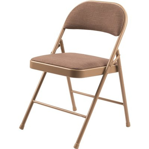 900 Star Trail Brown Fabric Padded Metal Frame Folding Chair (4-Pack)