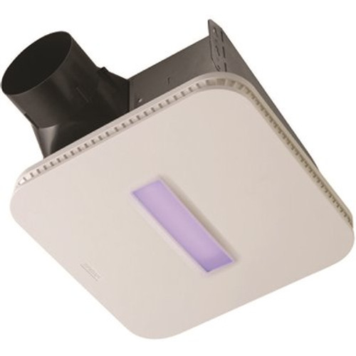 SurfaceShield Vital Vio Powered 110 CFM Ceiling Bathroom Exhaust Fan Vent with LED White and Antibacterial Violet Light