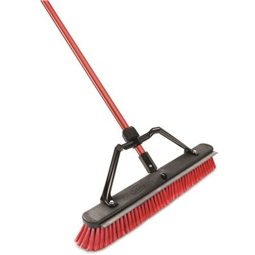 Libman 24 in. Heavy-Duty Multi-Surface Squeegee Push Broom with Brace and Steel Handle