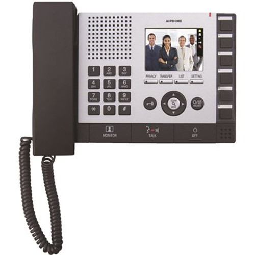 AIPHONE IS Series Wall or Desk Mount 1-Channel IP Color Video Master Station Intercom with PoE Compliant, Black - Gray