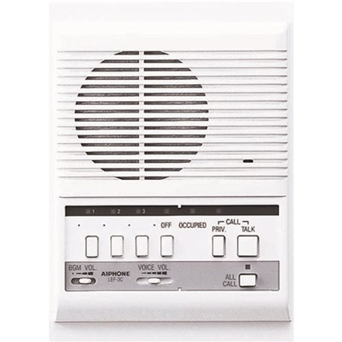 LEF Series Surface Mount 1-Channel 3-Call Audio Master Station Intercom with Selective Call and Optional All Call, White