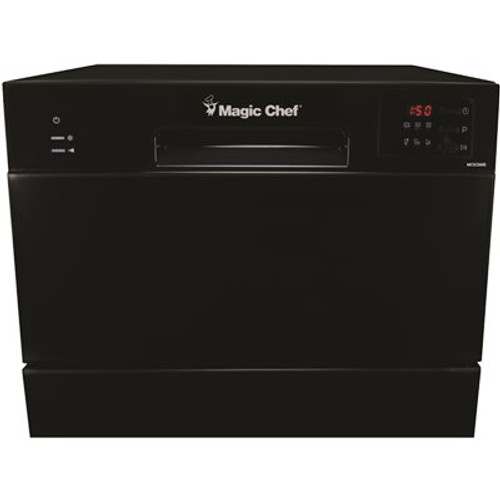 Magic Chef 21 in. Black Electronic Countertop 120-volt Dishwasher with 6-Cycles, 6 Place Settings Capacity