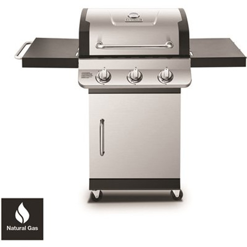 Dyna-Glo Premier 3-Burner Natural Gas Grill in Stainless Steel with Folding Side Tables