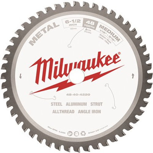 Milwaukee 6-1/2 in. x 48 Carbide Teeth Metal Cutting Circular Saw Blade