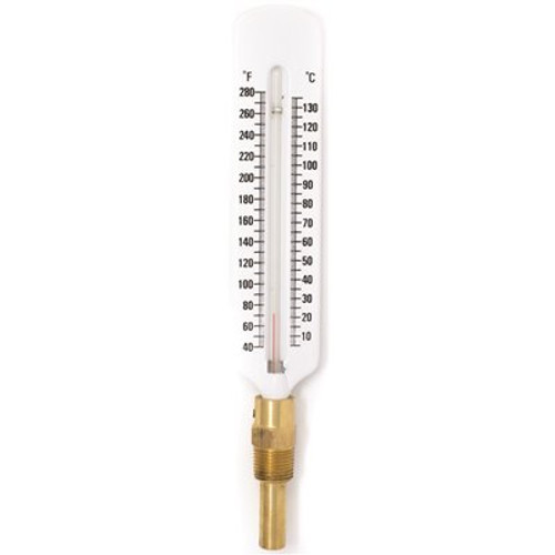 5 in. Scale Thermometer 40/280 Degree Fahrenhuit with Brass Well for HVAC Utility Accessory