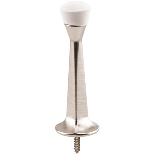 Prime-Line 3 in. Reach Diecast Construction Satin Nickel Baseboard Mount Rigid Door Stop with White Rubber Tip (Pack of 5) Prime-Line 3 in. Reach Diecast Construction Satin Nickel Baseboard Mount Rigid Door Stop with White Rubber Tip (Pack of 5)