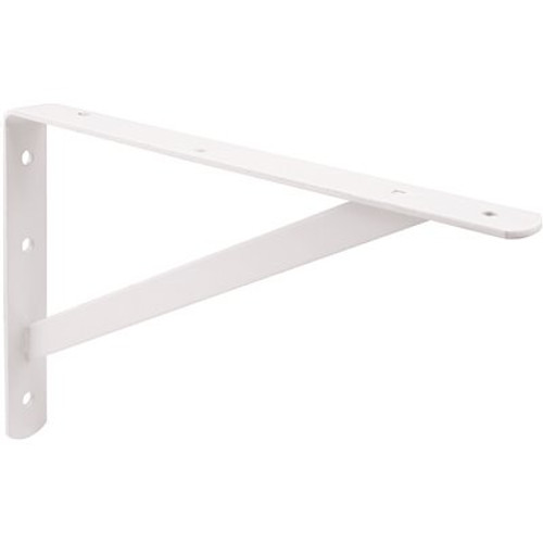 Prime-Line Shelf Bracket, 3/16 in. x 12 in. x 8 in., Heavy-Duty Steel, White Enamel Finish
