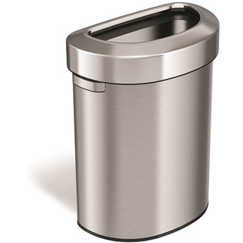 HLS COMMERCIAL 18 Gal. Stainless Steel Semi-Round Open Top Trash Can