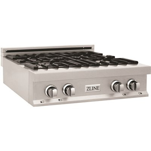 ZLINE Kitchen and Bath 30 in. Porcelain Gas Stovetop in DuraSnow Stainless Steel with 4 Burners