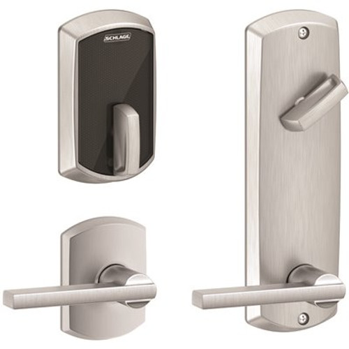 Schlage FE Satin Chrome Control Smart Interconnected 1-Sided Keyless Deadbolt with Latitude Lever and Greenwich Trim