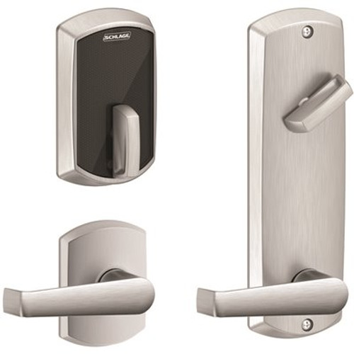 Schlage FE Satin Chrome Control Smart Interconnected 1-Sided Keyless Deadbolt with Elan Lever and Greenwich Trim