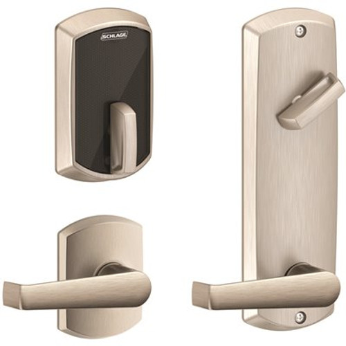 Schlage FE Satin Nickel Control Smart Interconnected 1-Sided Keyless Deadbolt with Elan Lever and Greenwich Trim