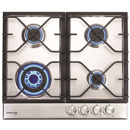 GASLAND Chef 24 in. Built-In Gas Cooktop in Stainless Steel with 4-Sealed Burners ETL LPG/NG