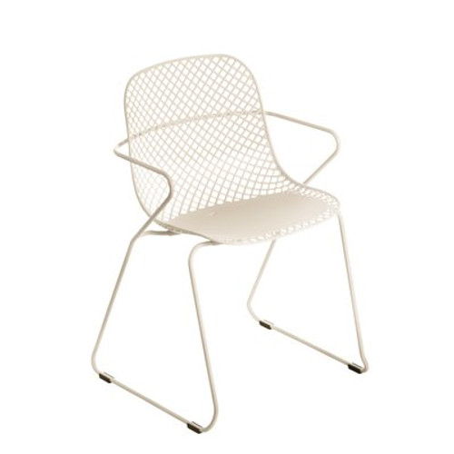 Ramatuelle'73 Creme Absolut Stackable Plastic/Metal Outdoor Dining Chair