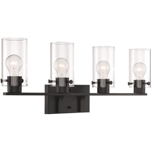 Nuvo Lighting Sommerset 30 in. 4-Light Matte Black Vanity Light with Clear Glass Shades