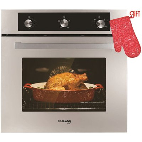 GASLAND Chef 24 in. Built-In Single Natural Gas Wall Oven with Rotisserie Mechanical Knobs Control in Stainless Steel