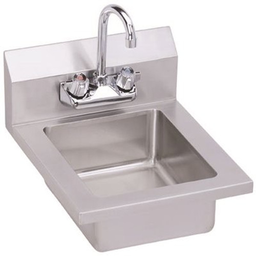 Elkay 14 in. Freestanding Stainless Steel 1 Compartment Commercial Hand Wash Sink with Faucet