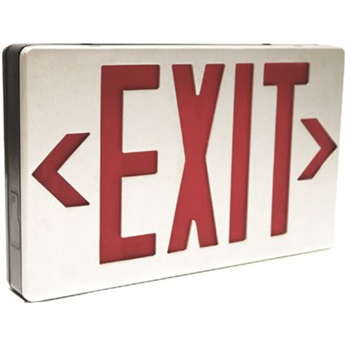 Commercial Electric 3.0-Watt 4.8-Volt Integrated LED Brushed Aluminum Red/Green Exit Sign 120-Volt/277-Volt