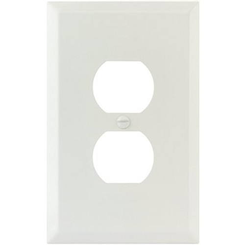 Titan3 White Smooth 1-Gang Duplex Jumbo Metal Wall Plate