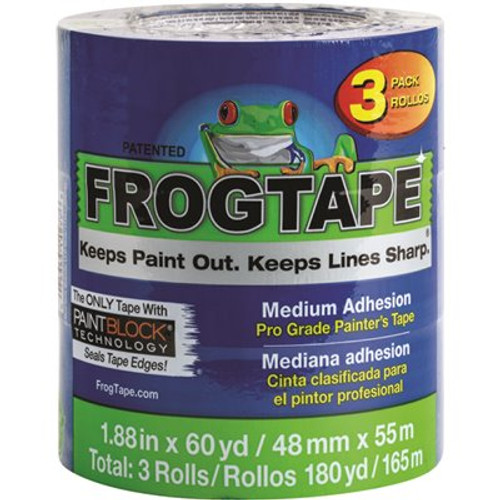 FrogTape Pro Grade 1.88 in. x 60 yds. Blue Painter's Tape with PaintBlock (3-Pack)