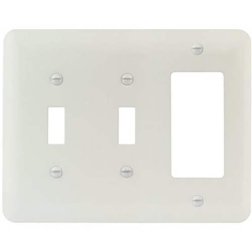 Titan3 White Smooth 3-Gang Toggle/Toggle/Rocker Princess Metal Wall Plate