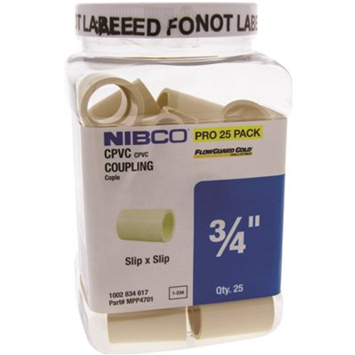 NIBCO 3/4 in. CPVC CTS Socket x Socket Coupler Fitting