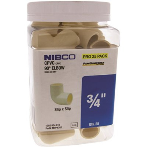 NIBCO 3/4 in. CPVC CTS Socket x Socket 90 Elbow Fitting