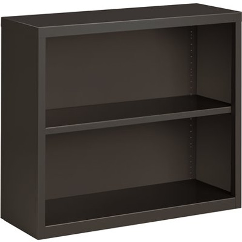 Hirsh 30 in. H Charcoal Metal 2-Shelf Standard Bookcase with Adjustable Shelves