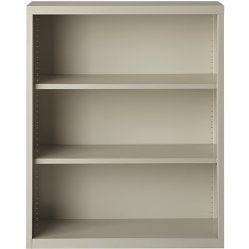 Hirsh 42 in. High Light Gray Metal 3-Shelf Standard Bookcase with Adjustable Shelves