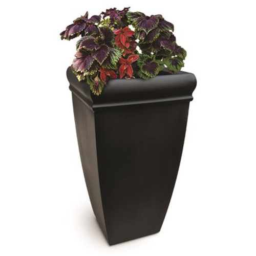 Mayne Chelsey 28 in. Tall Self-Watering Black Polyethylene Planter