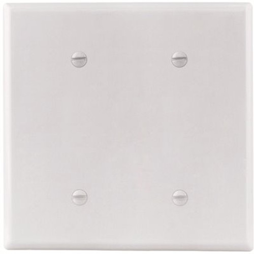 Titan3 White Smooth 2-Gang Blank Standard Metal Wall Plate